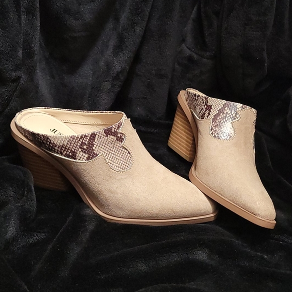 JustFab Shoes - Snake print mule booties